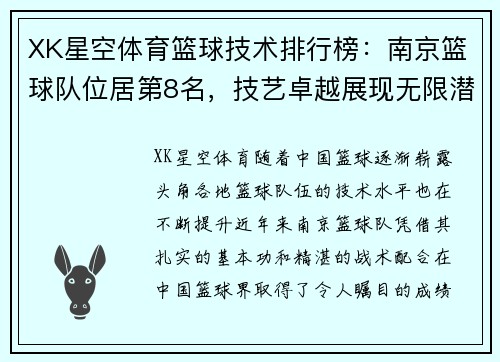 XK星空体育篮球技术排行榜：南京篮球队位居第8名，技艺卓越展现无限潜力